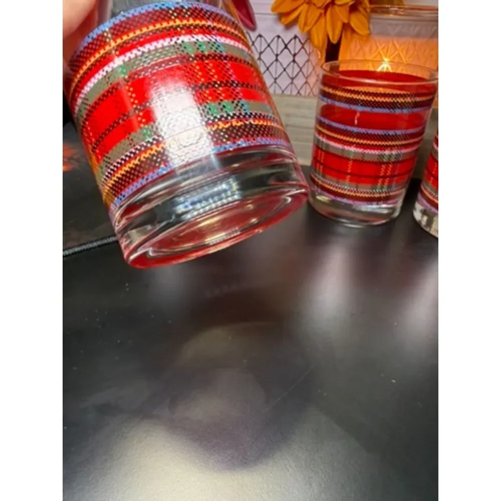 Set of 4 Vintage Georges Briard Plaid Tartan Rocks Glasses EUC